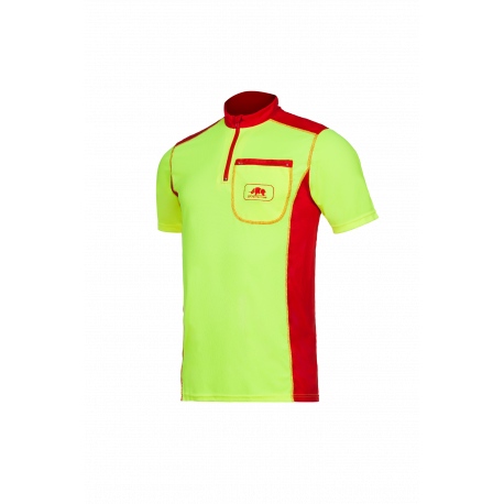 T-shirt technique manches courtes Jaune Fluo/Rouge M
