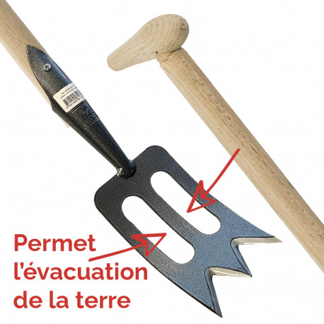Binette tri-dent emmanchée (hêtre, 1,70 m)